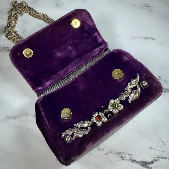 Dolce & Gabanna Velvet Bag Miss Sicily Runway purse Rare 2016 Lizard Metal D&G - Picture 4 of 16